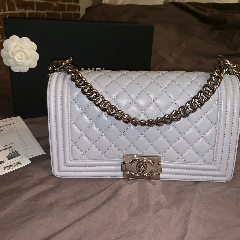 SOLD Chanel Old Medium Lambskin Quilted Boy Bag